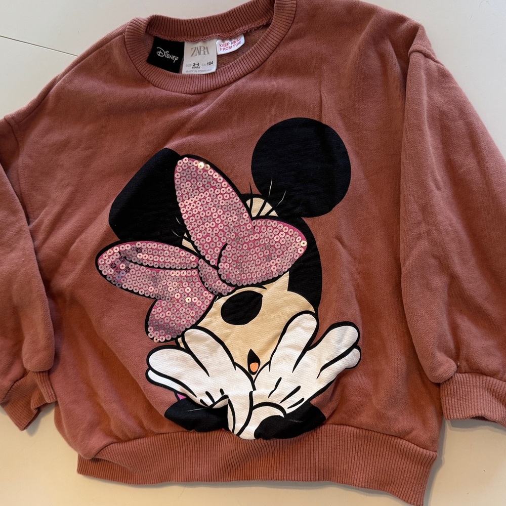 Zara Brown Pink Minnie Mouse Sweatshirt